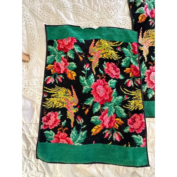 Vtg Indanthren Floral Bird Pattern Towel Textiles Set Cottagecore Country Chic - Picture 3 of 16